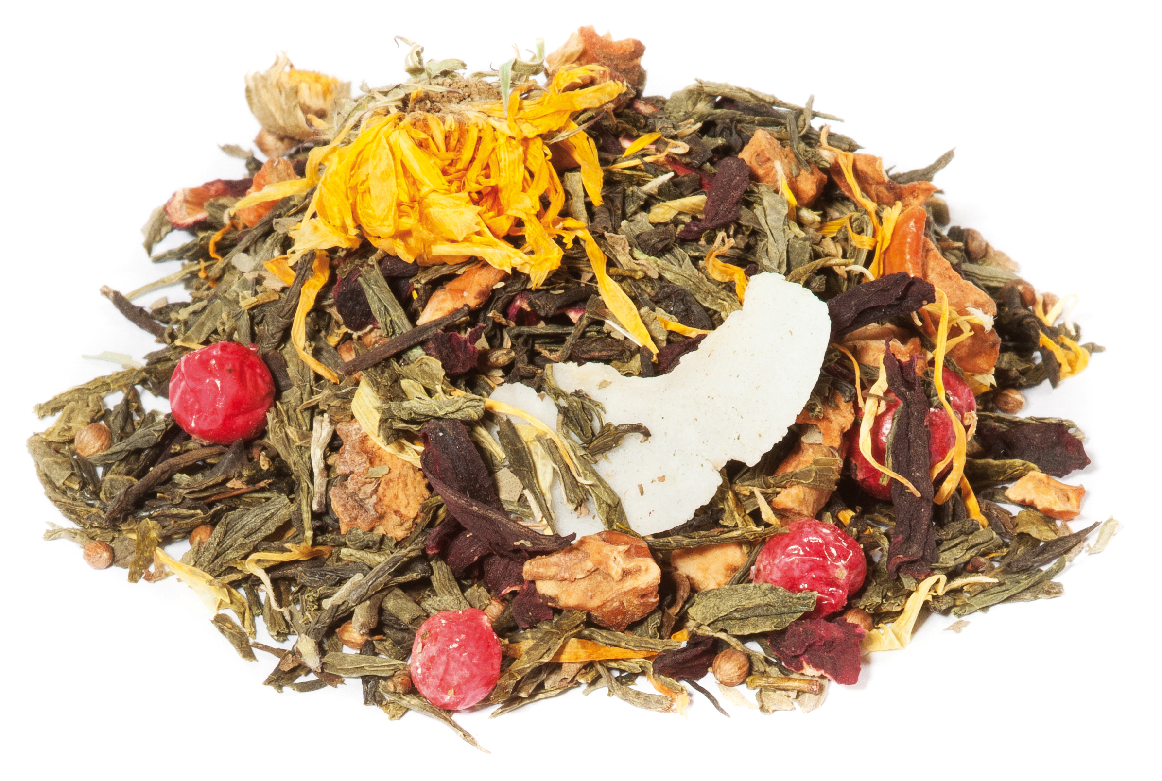 Potion magique: Thé vert hibiscus pomme groseille basilic. - 100 gr