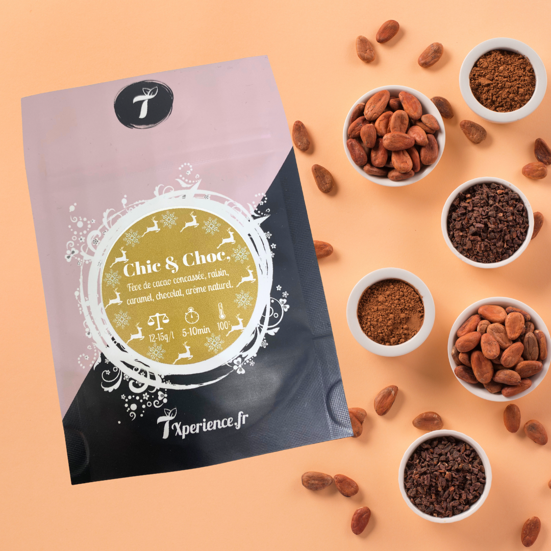Chic & Choc : infusion écorces de cacao, caramel et chocolat - 100 gr = 30 à 50 tasses