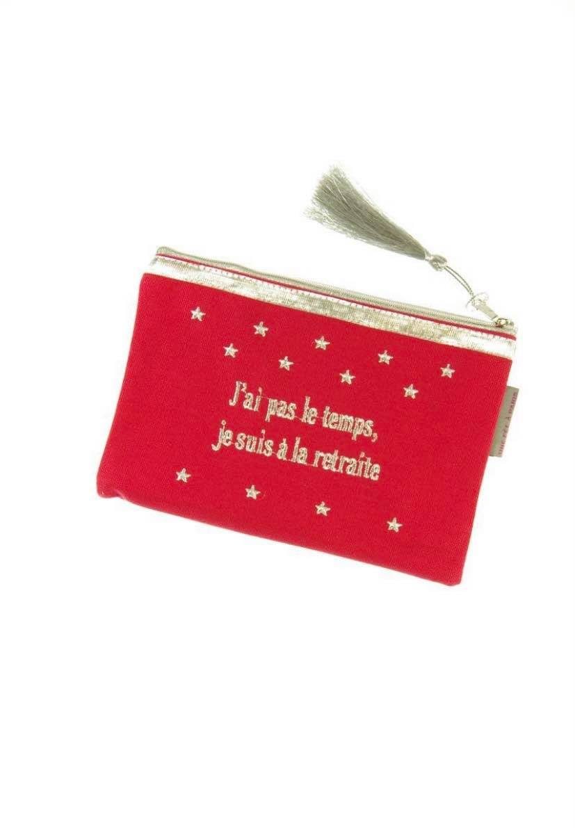 Pochette tissu "J'ai pas le temps, je suis à la retraite !"